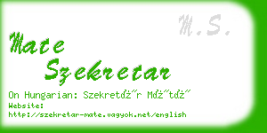 mate szekretar business card